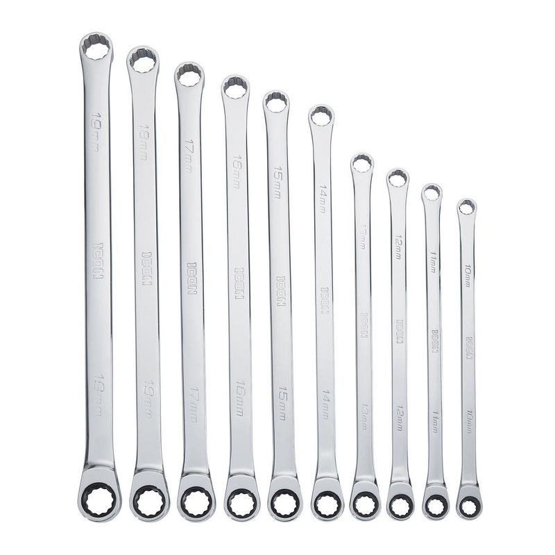 ICON Extra Long Professional Metric Double Box Ratcheting Wrench, 10 Piece