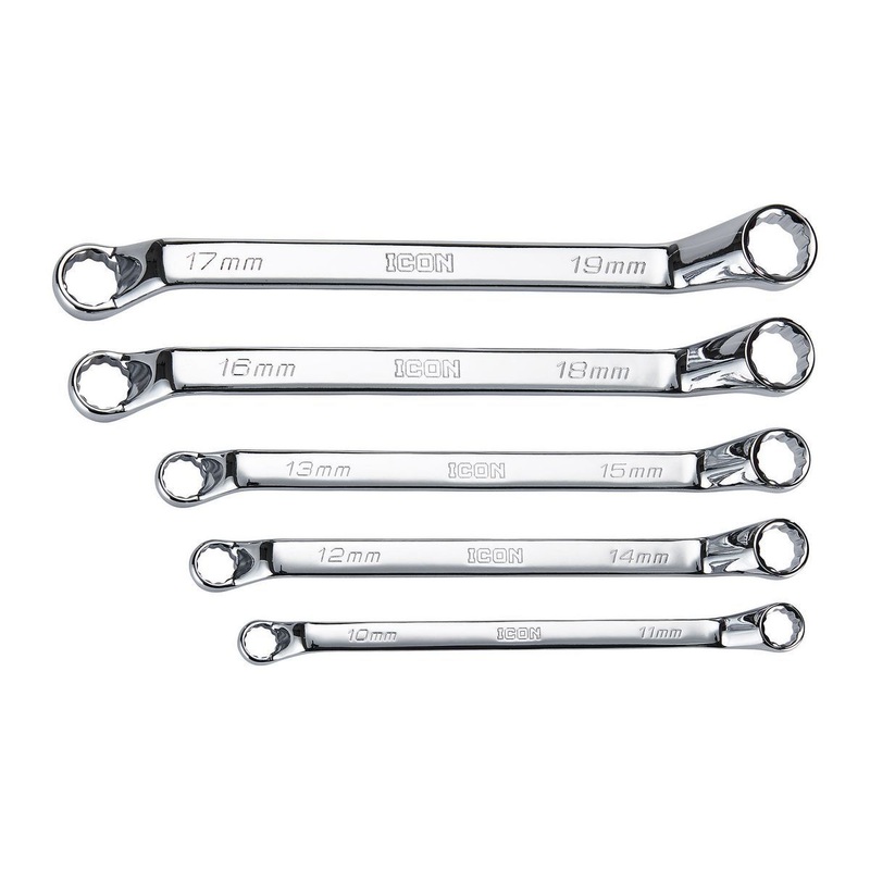 ICON Professional Metric Offset Box Wrench Set, 5 Piece
