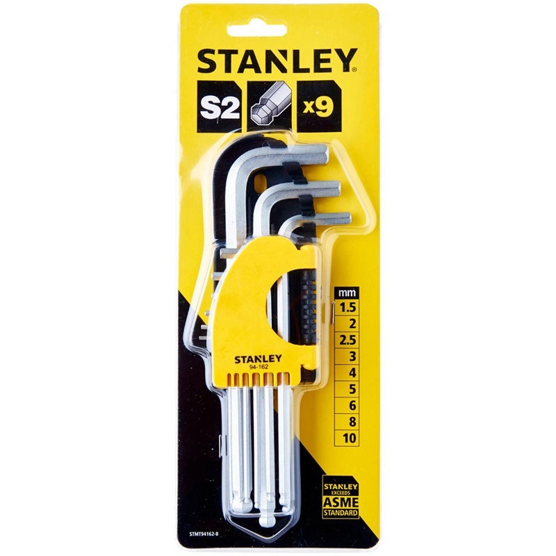 Stanley 9pcs Long Ball End Hexa Key Metric [1.5~10mm] | Model : STMT94162 (Obsoleted)