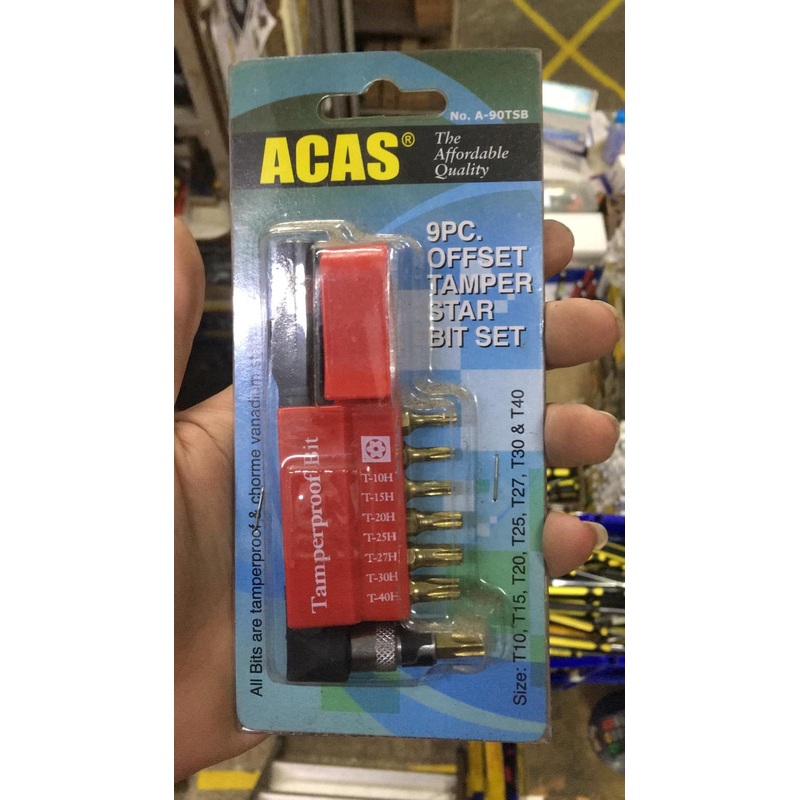 Acas 9pc (T10-T40) Offset Tamper Star Bit Set | Model : ACAS-A90TSB (A-90TSB)