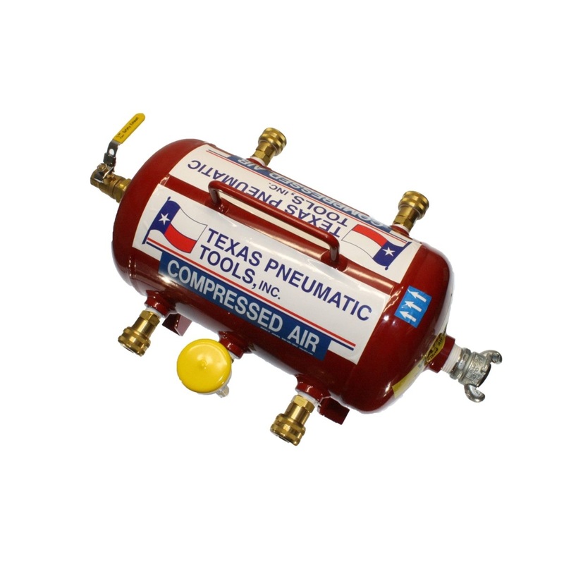 TX-3AMF-QC(3/8) – Air Manifold (2.5 Gal, ASME Tank w/ 3/8″ Industrial Quick Connect Fittings)