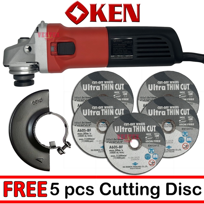 Ken 9917B Angle Grinder w/ 5pcs of Cutting Disc
