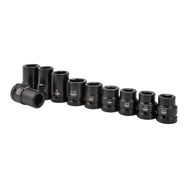 QUINN 1 in. Drive SAE and Metric Truck Service Impact Set, 10-Piece