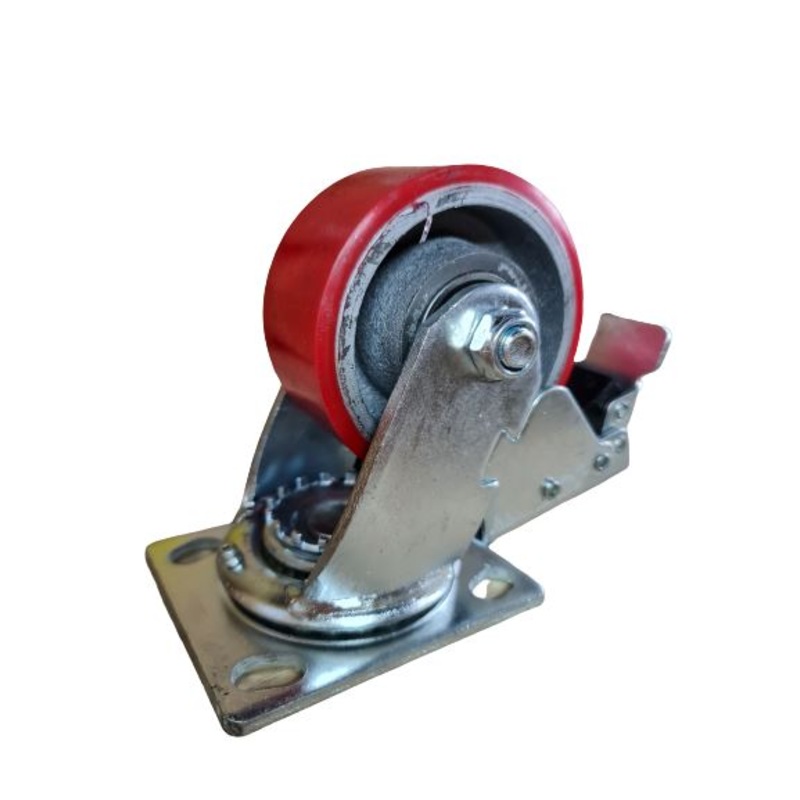 Red PU Castor Wheel (Heavy Duty) | Model : C-HDPU | Size : 4″, 5″, 6″ & 8″ 4″ X 2″ (200kg) Rigid