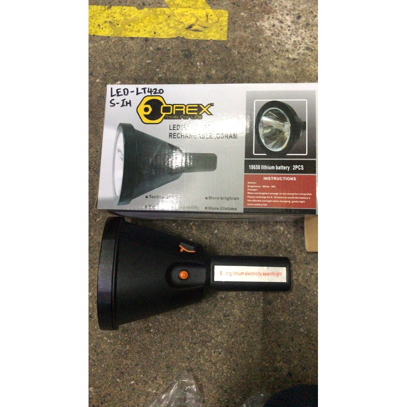 Orex Led Hand Torch (Dia 110) #Lt420 Rechargable,Osram White 20W | Model : LED-LT420