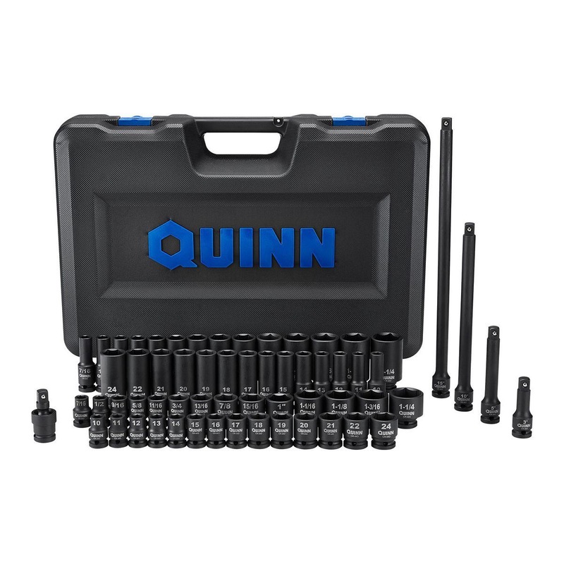 QUINN 1/2 in. Drive SAE and Metric Master Impact Socket Set, 61-Piece
