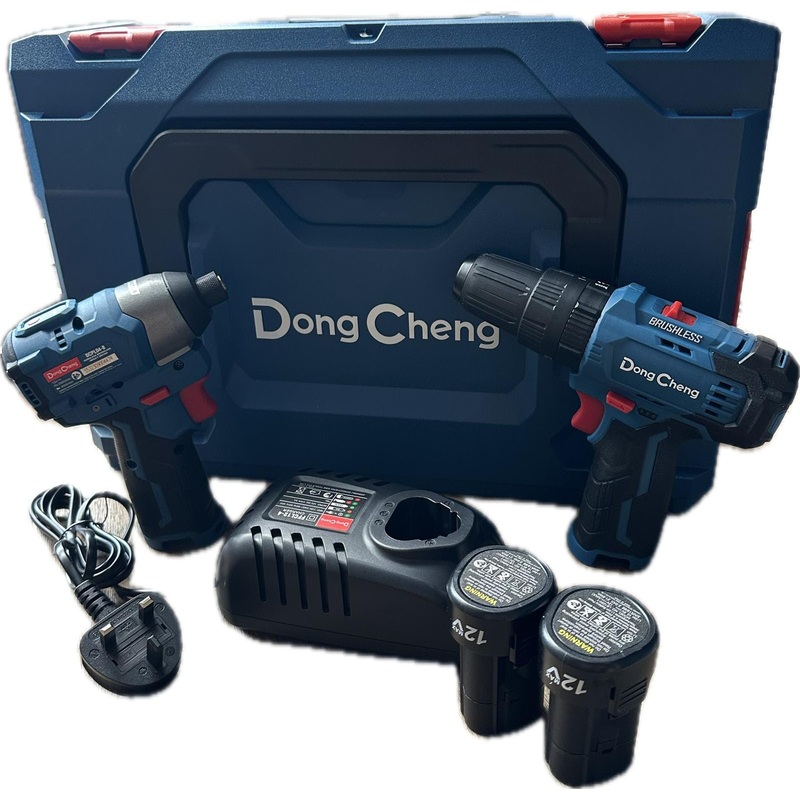 DONG CHENG 12V DCJZ23-10I+DCPL04-8 Cordless Brushless Impact Driver + Brushless Hammer Drill Set (Combo Kit) (No Warranty) | Model : D-DCKIT25EK