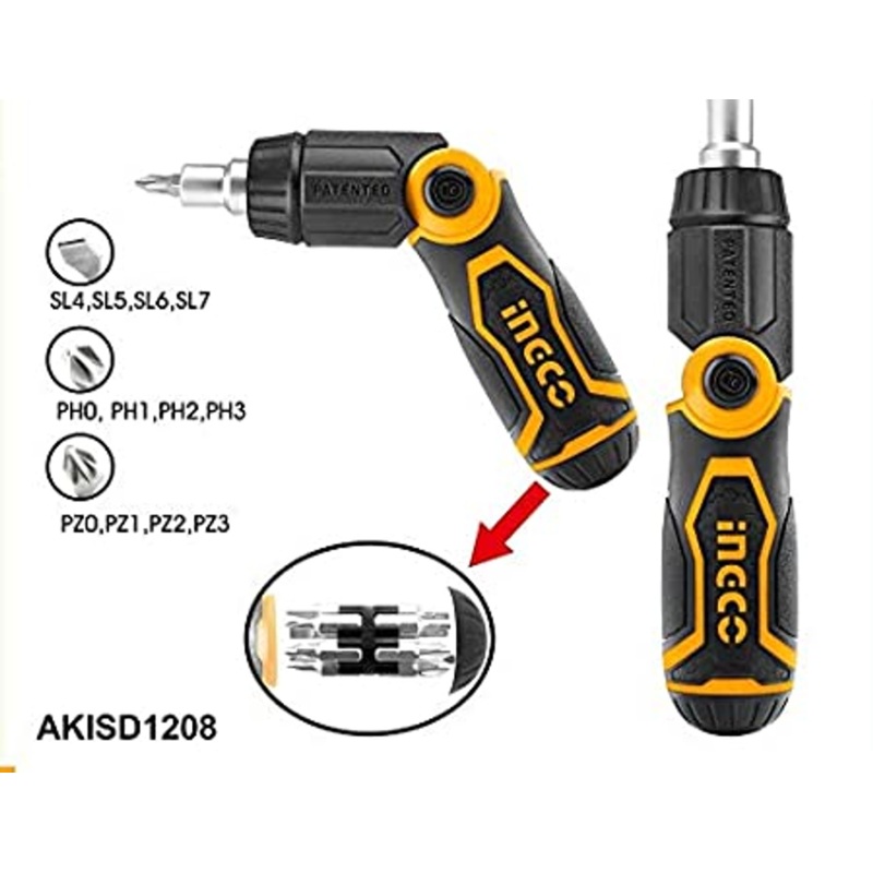 Ingco AKISD1208 13in1 Ratchet Screwdriver Set