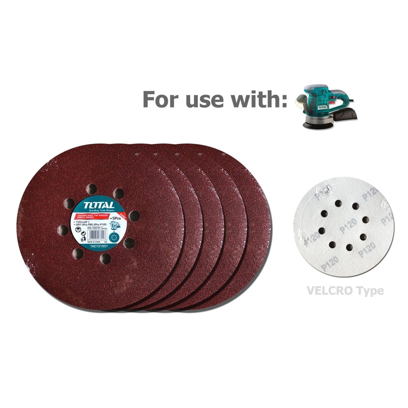 Total TAC731501 Velcro Sanding Disc 6″ SET (5PCS)