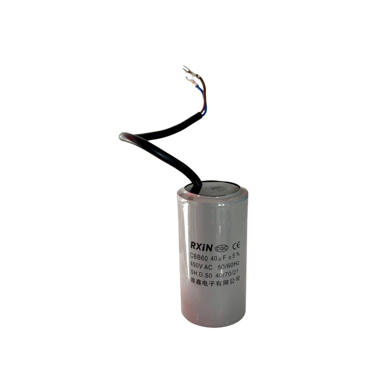 Capacitor 40UF Wire Type 450V AC 50x96mm with Two Wire Grey | Model : CAP-040UF-W-1