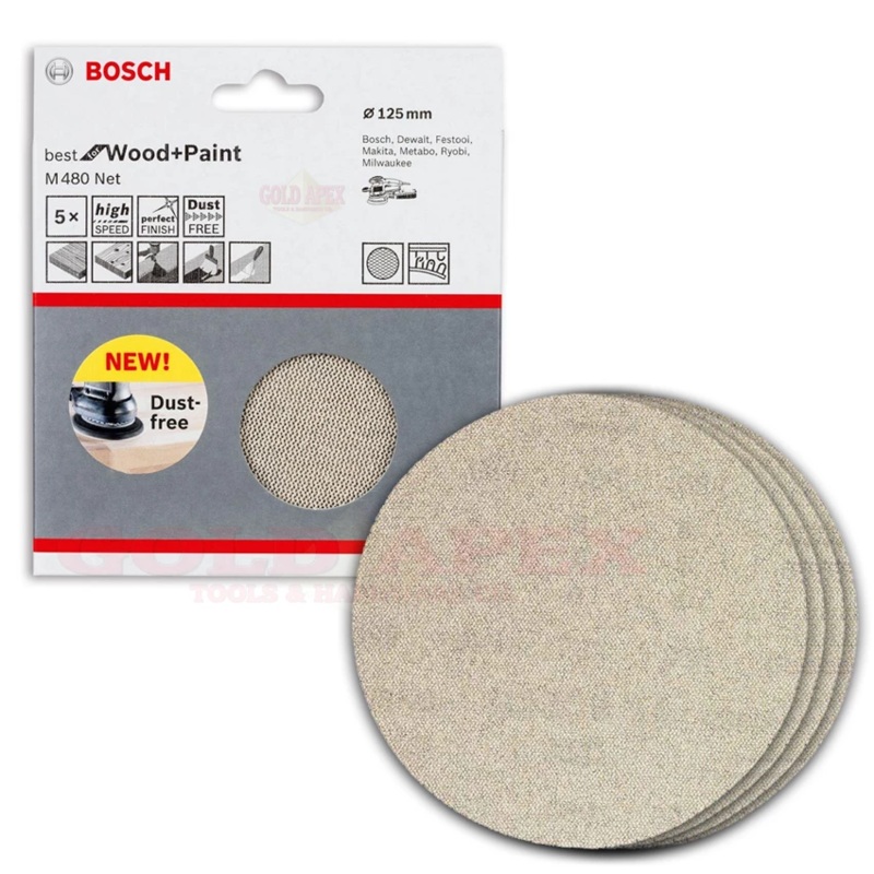 Bosch M480 NET Velcro Sanding Disc 5″ P150 (5pcs)