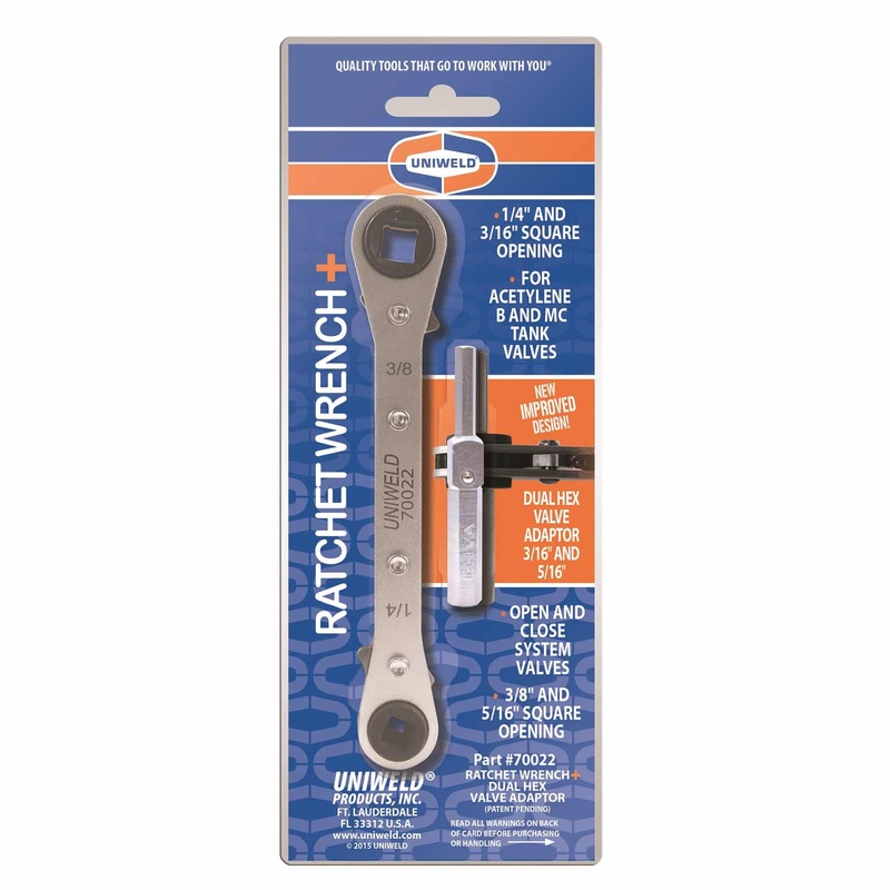 Uniweld 70022 Reversible Ratchet Wrench + Free Dual Hex Wrench