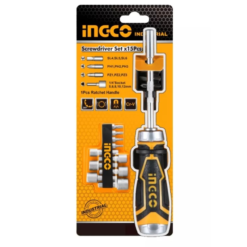Ingco AKISD1508 15in1 Ratchet Screwdriver Set