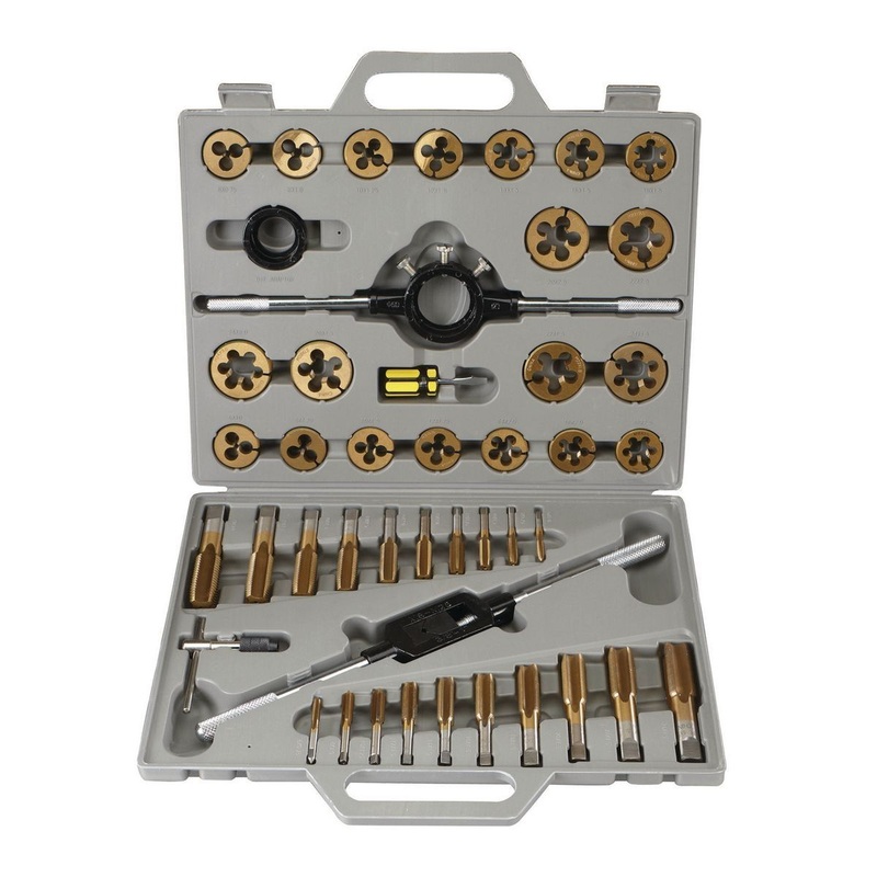 PITTSBURGH Titanium Nitride-Coated Alloy Steel Metric Tap & Die Set, 45-Piece