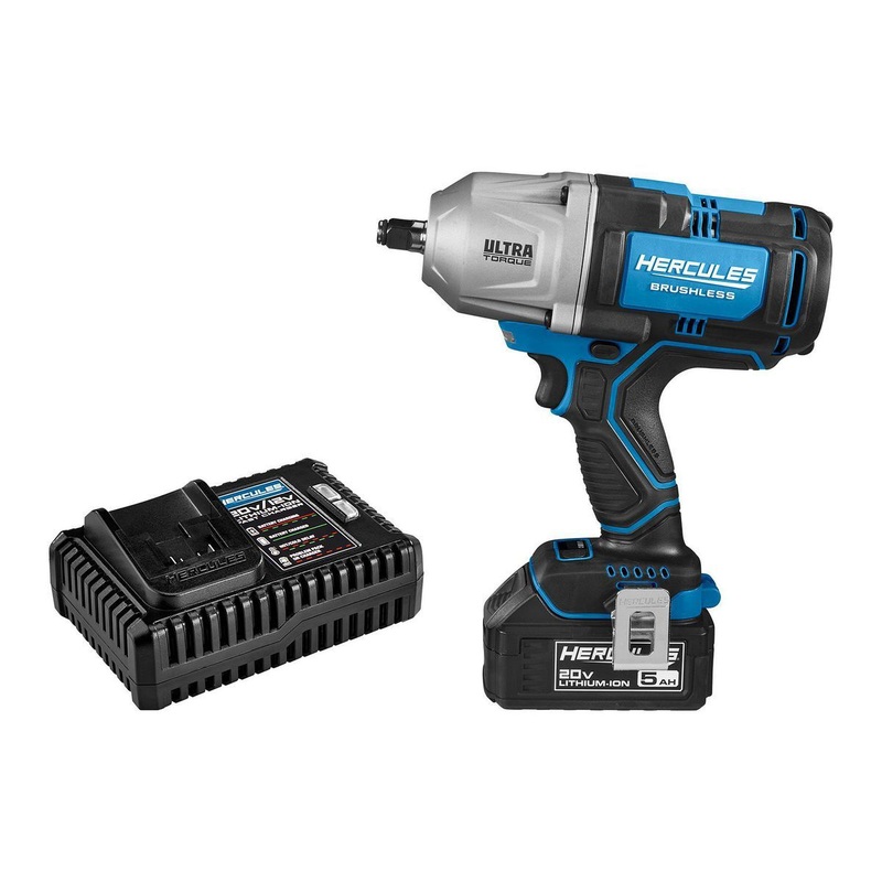 HERCULES 20V Brushless Cordless, 1/2 in. Ultra Torque Impact Wrench Kit with 5 Ah Battery and Charger