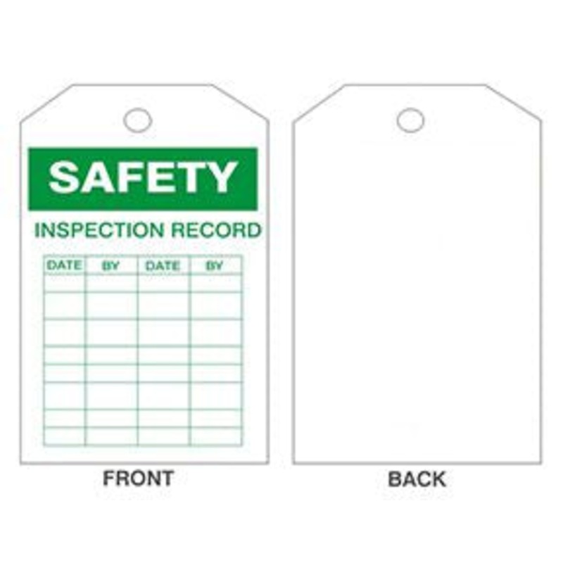 Safety Inspection Record Tag, Rigid Vinyl