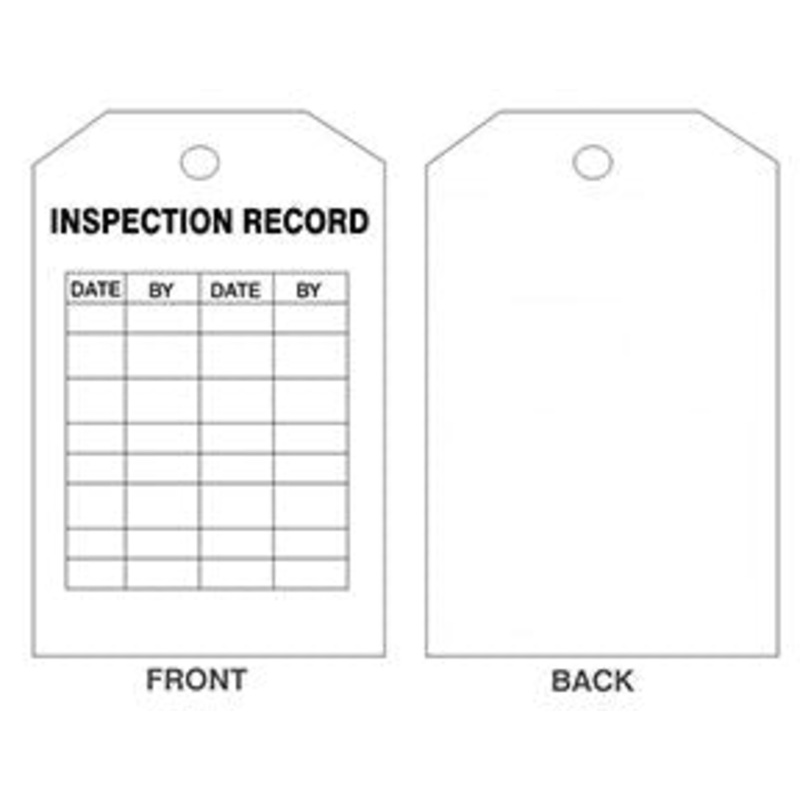 Inspection Record Tag, Rigid Vinyl