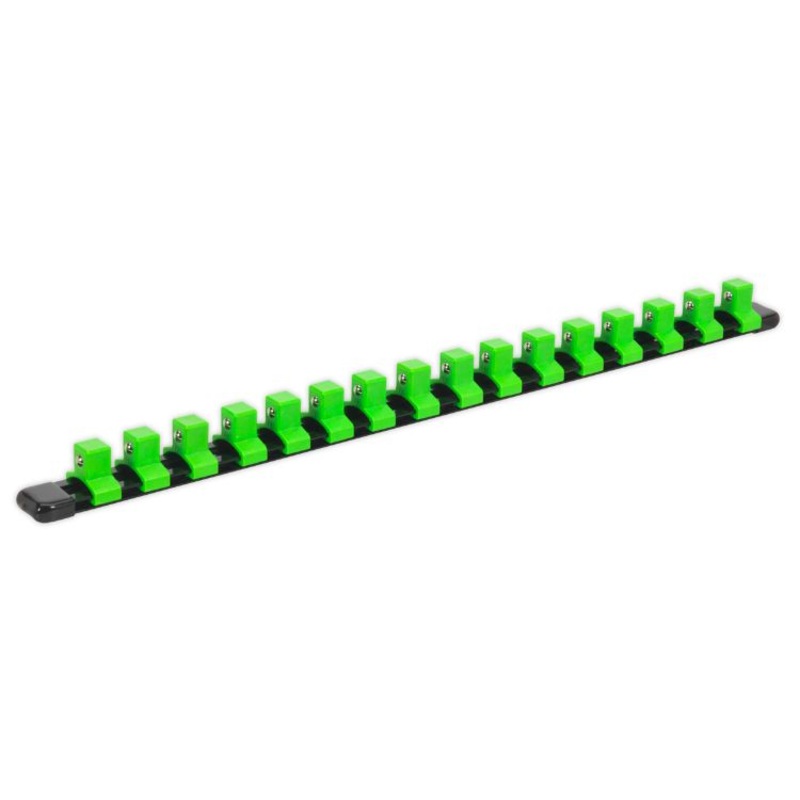 Sealey Socket Retaining Rail, 16 Clips 1/2″ Drive – Hi-Vis Green (Premier)