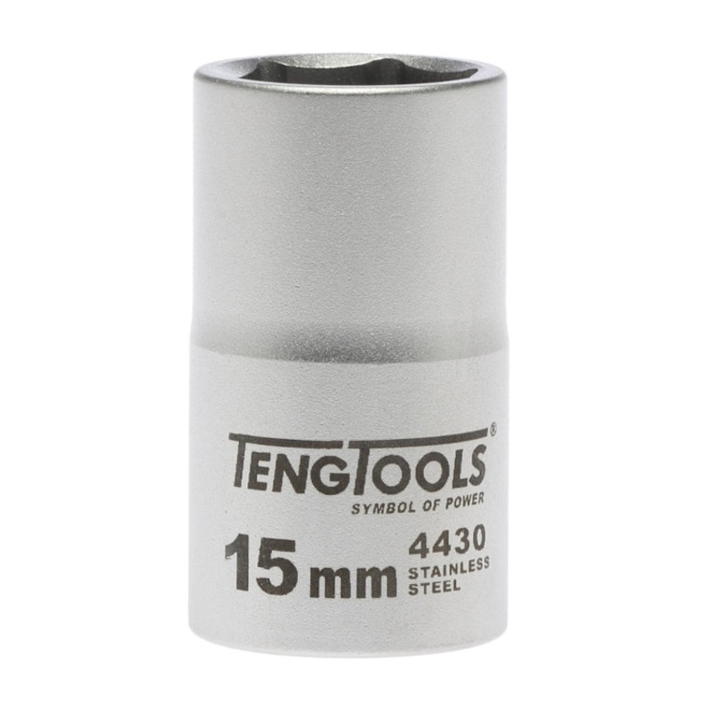 Teng Socket 1/2″ Drive 15mm Stainless – 6pt