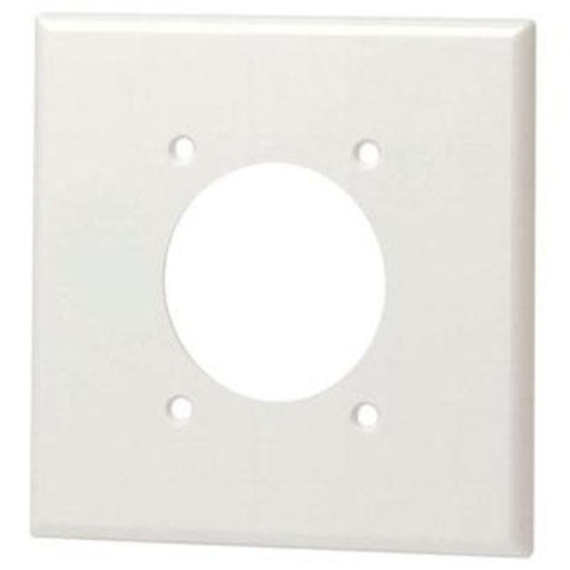 2-Gang Single Rcpt Wallplate, (1) 2.150″ Hole, WH Thermoset By Leviton 80526-W