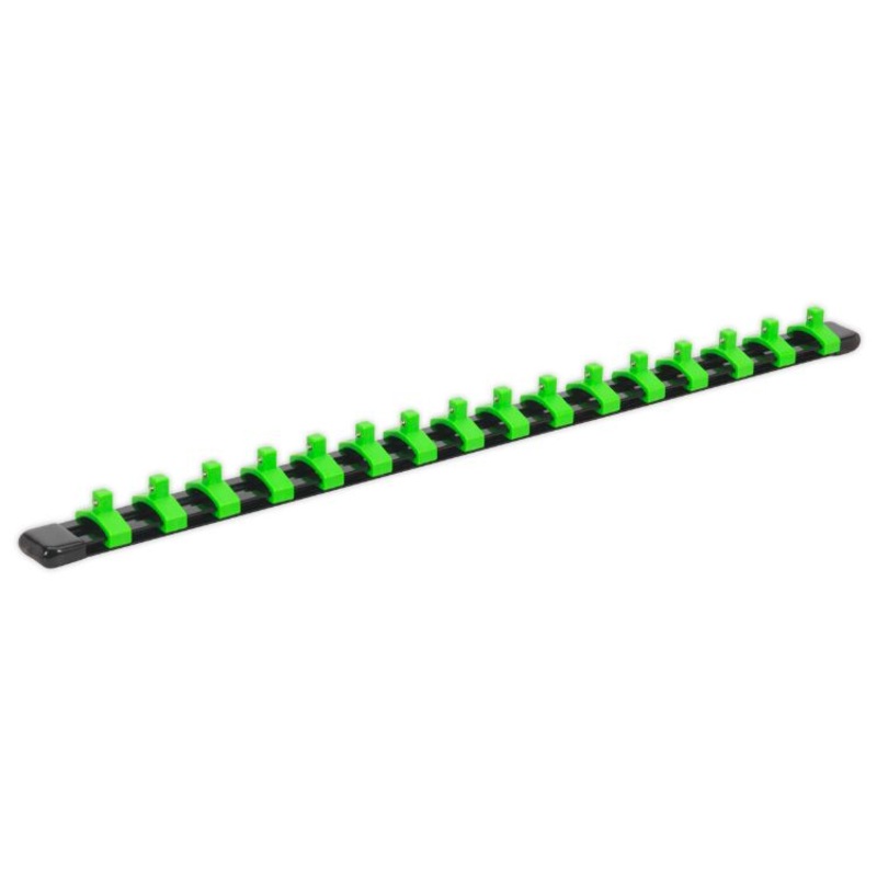 Sealey Socket Retaining Rail, 16 Clips 1/4″ Drive – Hi-Vis Green (Premier)