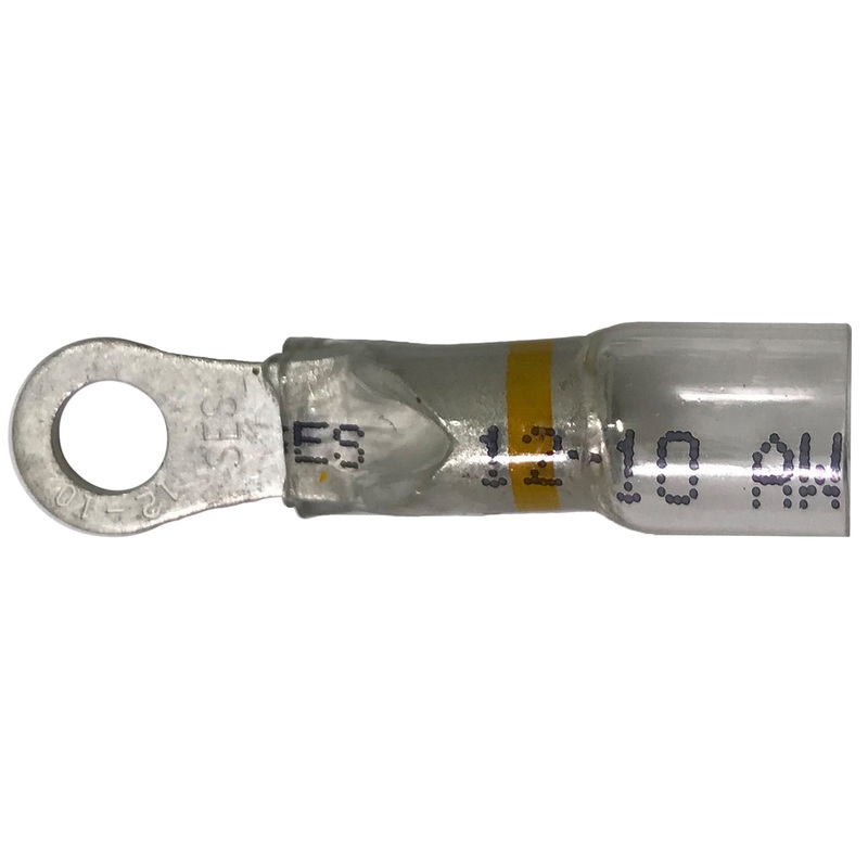 Optiseal Clear Heat Shrink & Crimp Yellow Ring Terminal 12-10 Gauge #8 Stud – 10 to 500 Pack