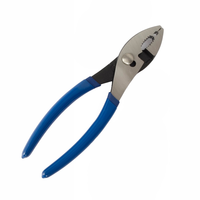 8-Inch Long Slip-Joint Pliers with Wire Cutter and Dual Layer Black Grip