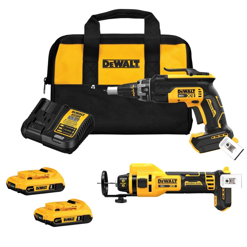 DeWalt DCK265D2 20V MAX XR Brushless Drywall Screwgun and Cut-Out Tool Combo Kit (2.0Ah)