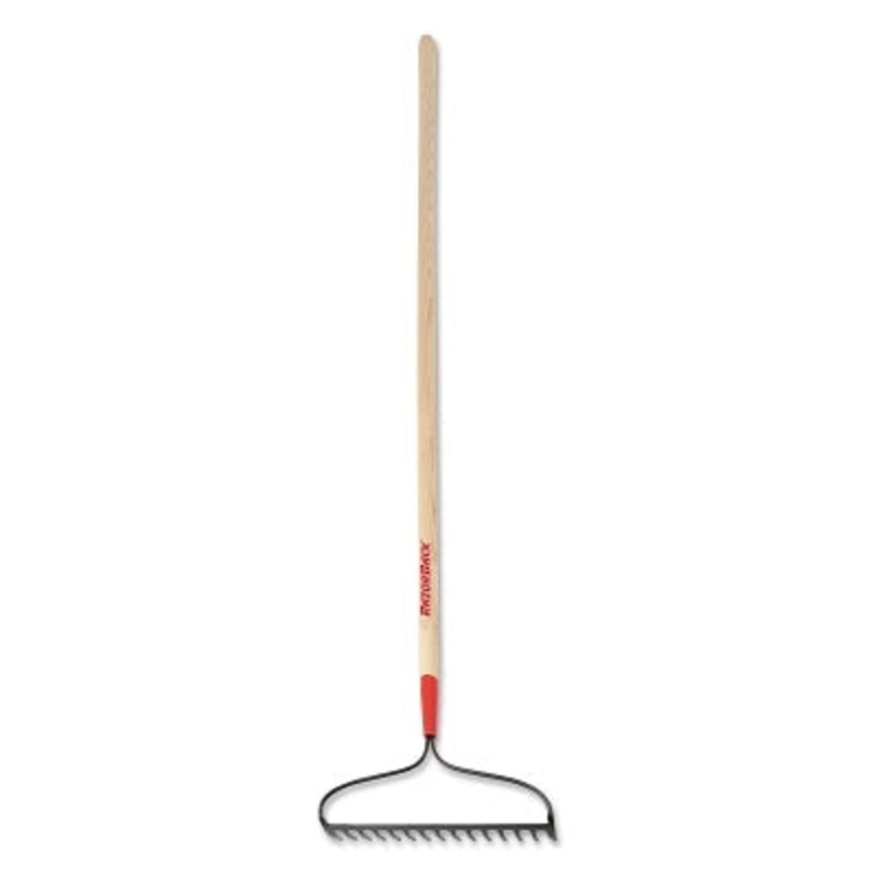 Bow Rake, 16.325 in W, Steel, 15 Tine, 66 in L Hardwood Handle