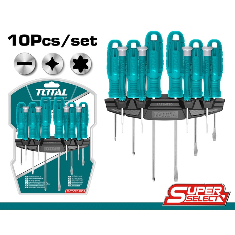 Total 10 Pcs screwdriver and precision screwdriver set THTDC251001
