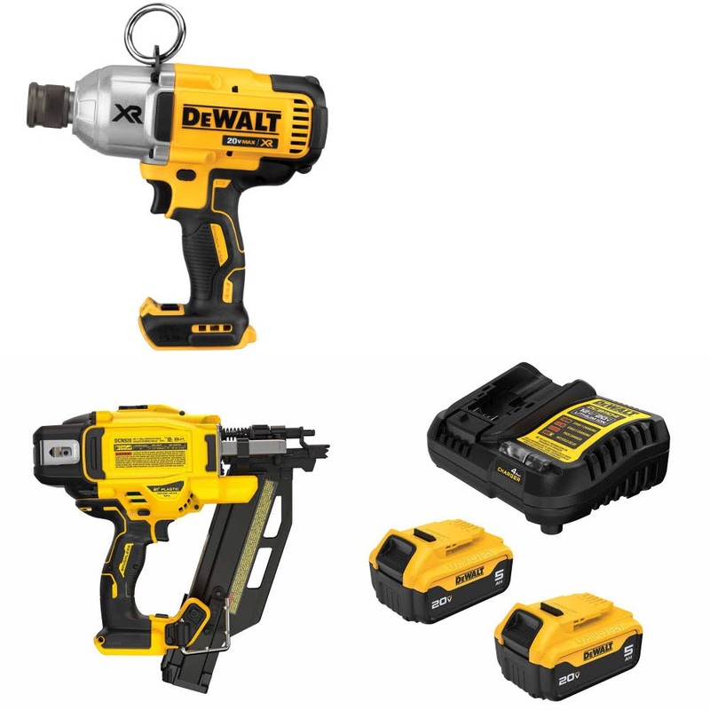 DeWalt DCF898B Impact Wrench Kit W/ DCN920B Framing Nailer and FREE DCB205 Battery Kit