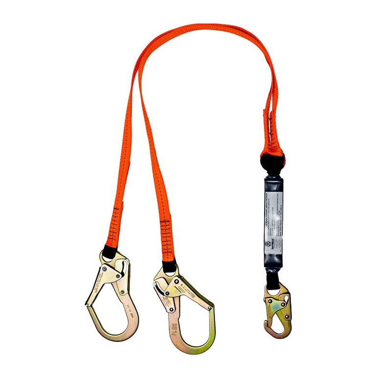 Safewaze FS88566-E 6′ Energy Absorbing Lanyard With Rebar Hooks, 100% Tie-Off