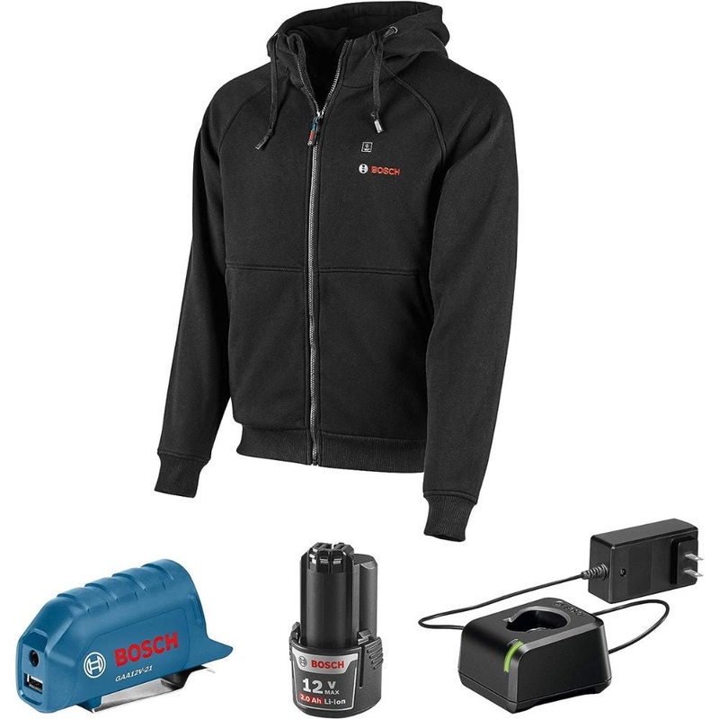 Bosch GHH12V-20SN12 12V Max Heated Hoodie Kit with Portable Power Adapter – Size Small