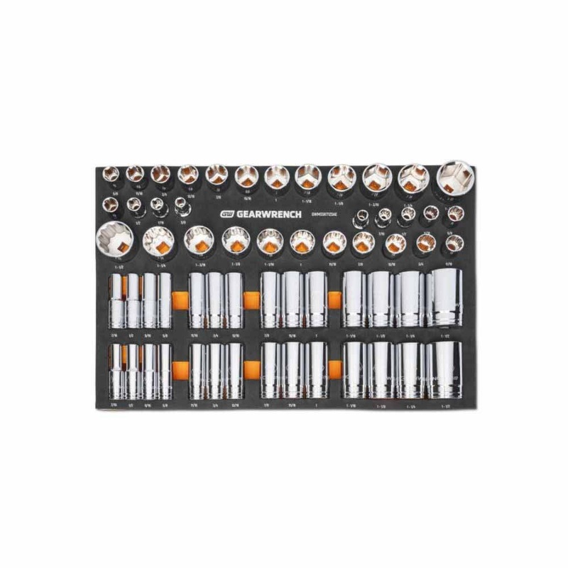 Gearwrench GWMSSKT12SAE 60 Piece 1/2 Drive Master SAE Socket Set in Foam Storage Tray