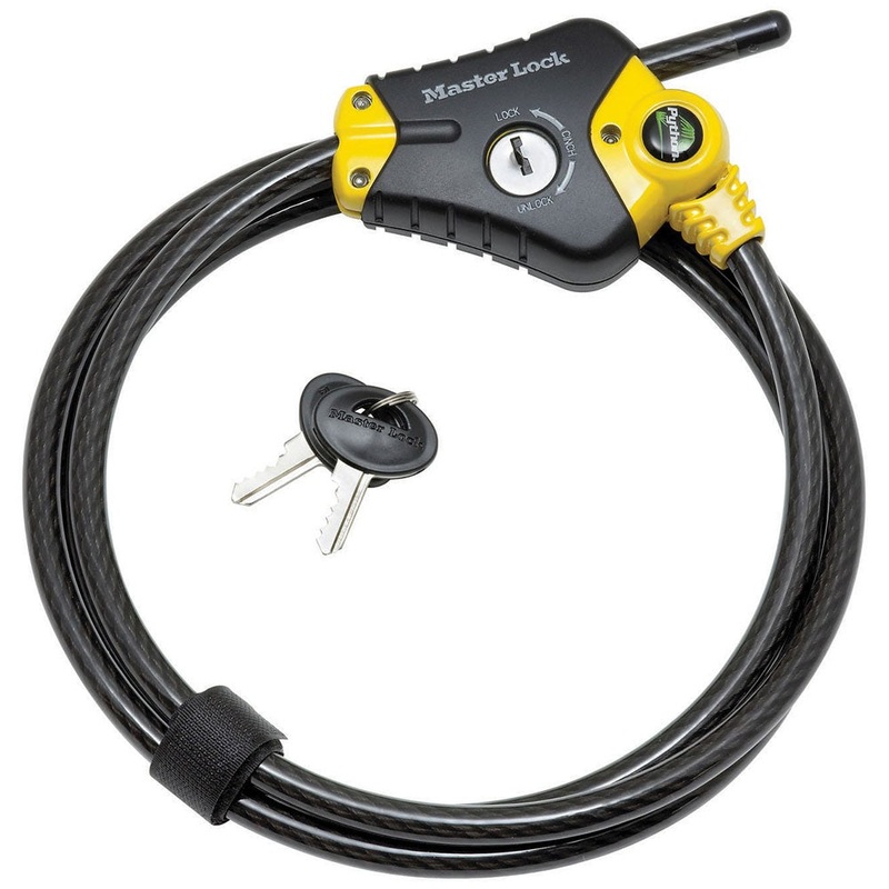 MasterLock 8413DPF 6′ x 3/8″ Python Adjustable Locking Cable, Yellow and Black