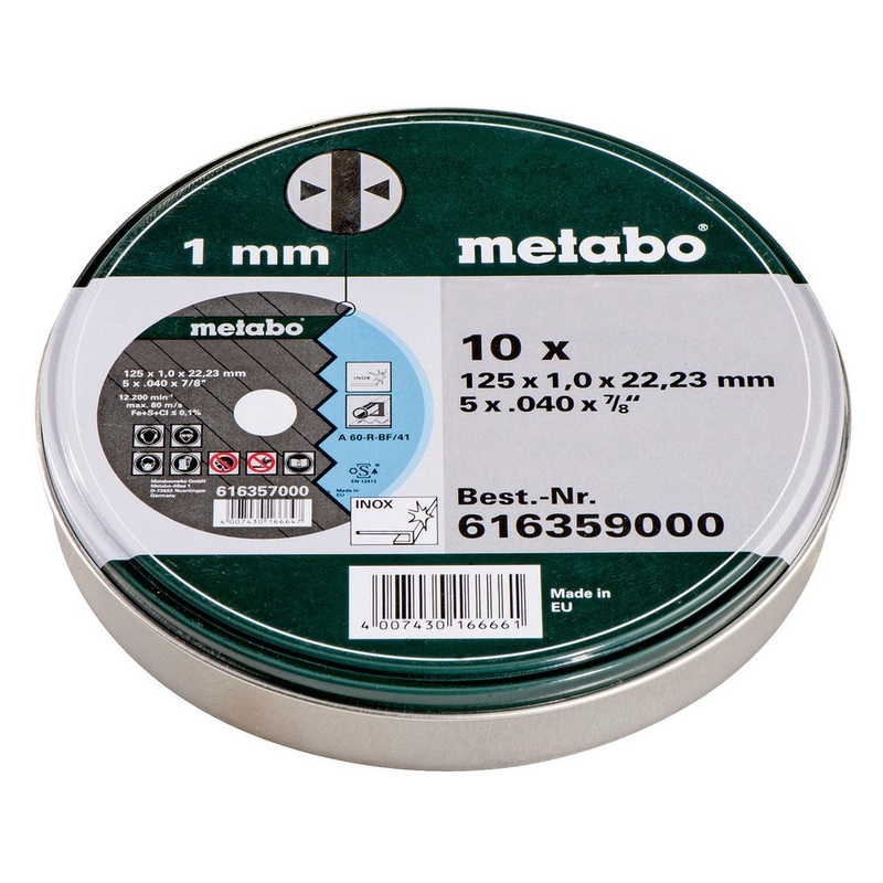 Metabo 10 Piece 1mm x 125mm Thin Cutting Disc 616359000