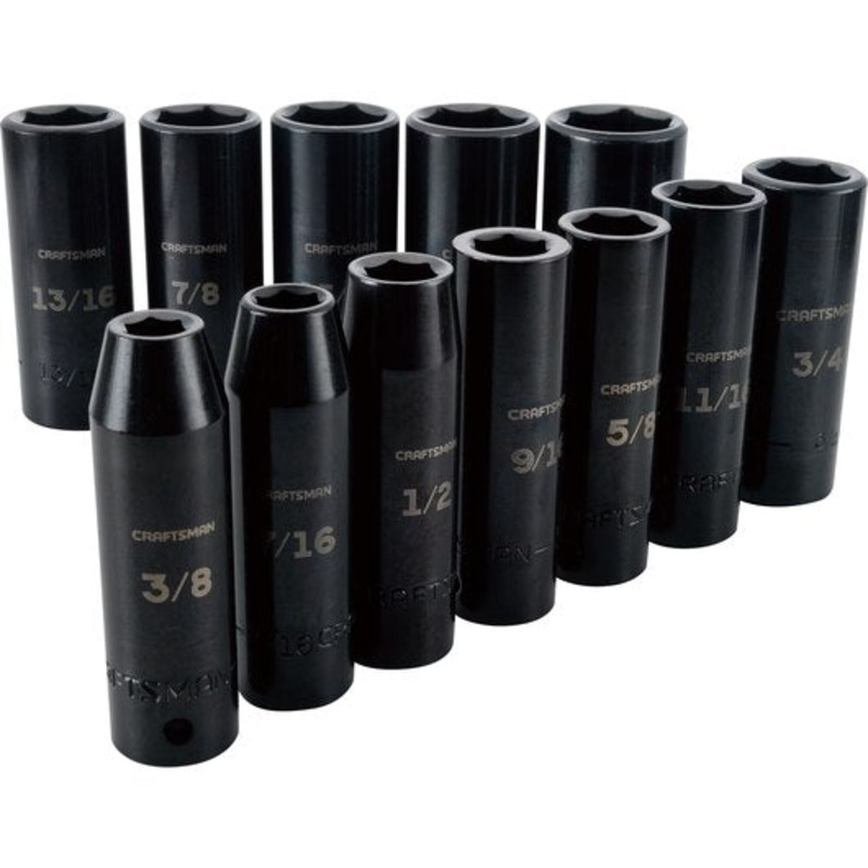 SET 12 PC. SAE IMPACT DEEP SOCKET DR. 1/2” CRAFTSMAN