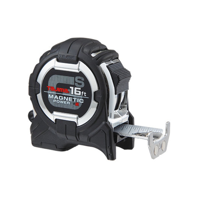 TAJIMA GS-SC16BW GS LOCK Measuring Tape 16′ x 1 in MAGNETIC POWER x2 COMPATIBLE CLIP