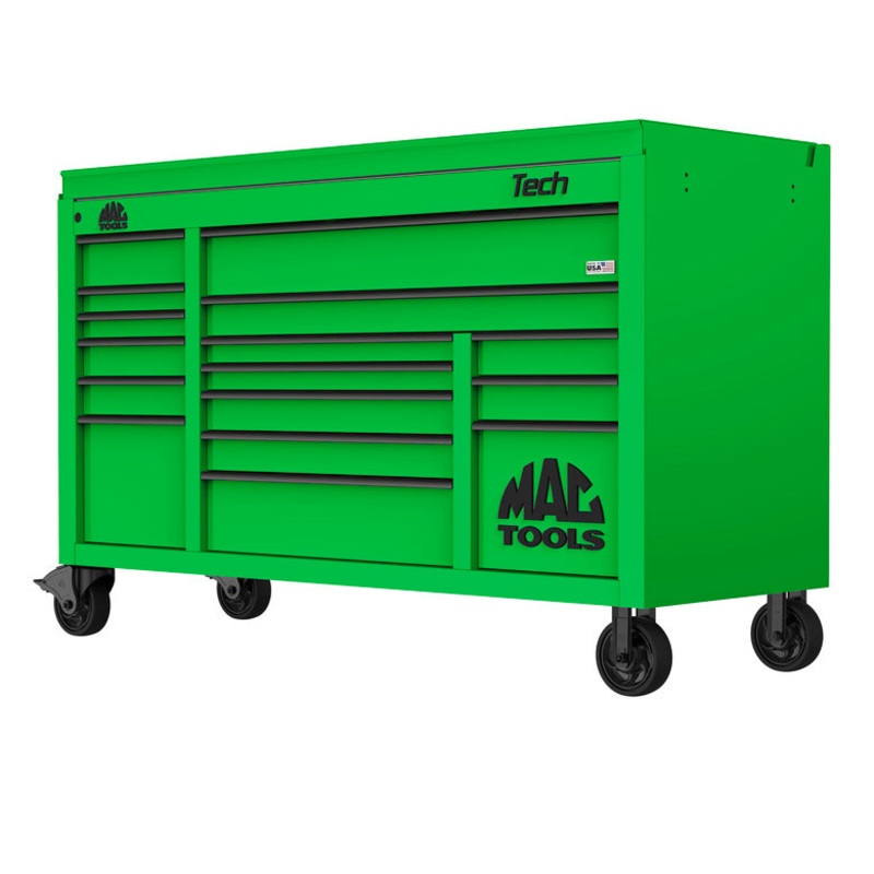 Tech Series 16-Drawer Drop Top Workstation – Lime Green