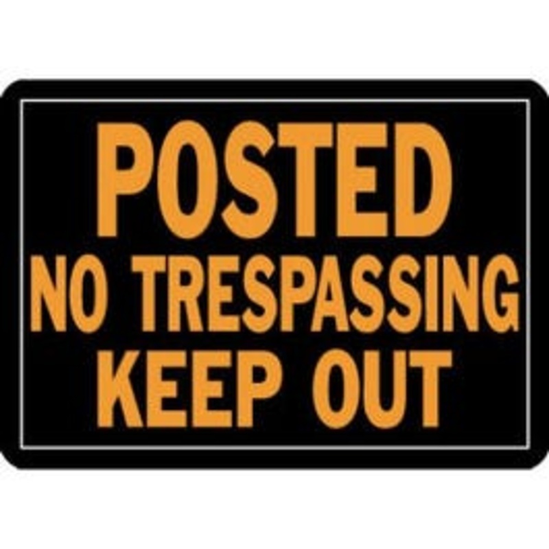 “No Trespassing Keep Out” Sign, Hy-Glo Orange & Black Aluminum, 10 x 14-In.