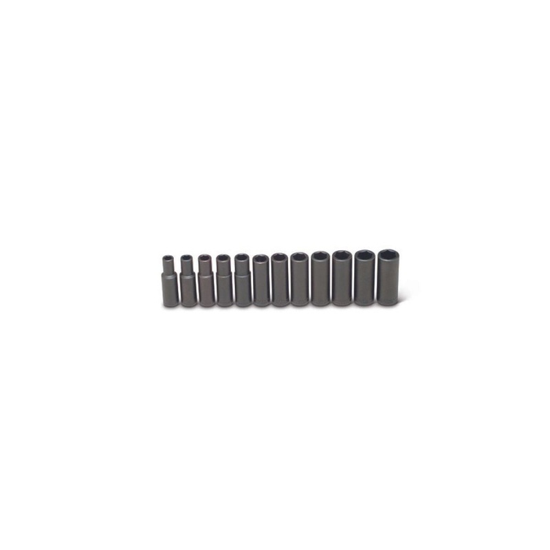 Wright Tool 461 1/2″ Drive 12 Piece 6 Point Deep Metric Impact Socket Set on Rail