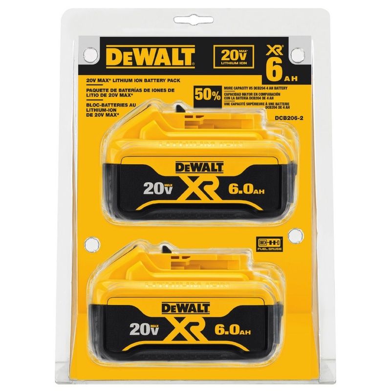 DeWalt DCB206-2 20V MAX Li-Ion XR 6.0 AH Battery 2 Pack