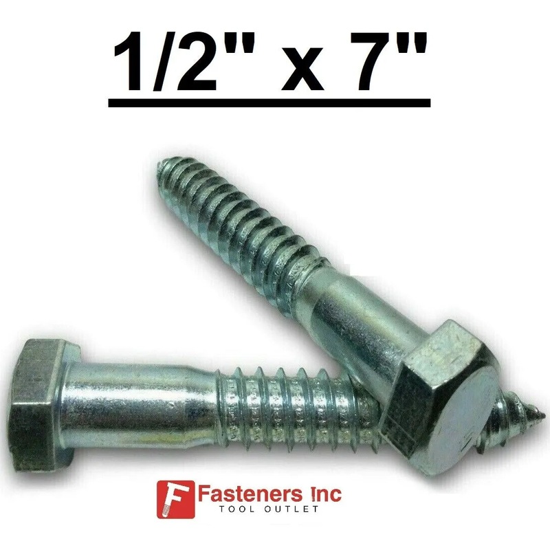 (Choose Qty) 1/2″ x 7″ Zinc Plated Hex Head Lag Bolt Screws A307 QTY 5