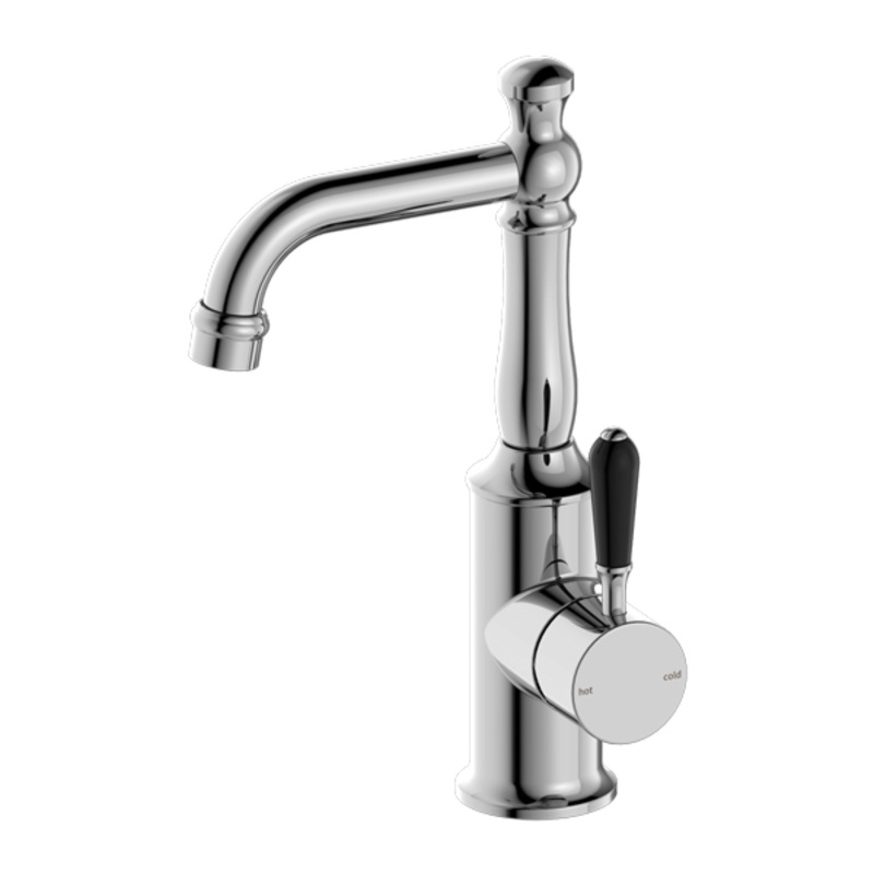 York Basin Mixer With Black Metal Lever