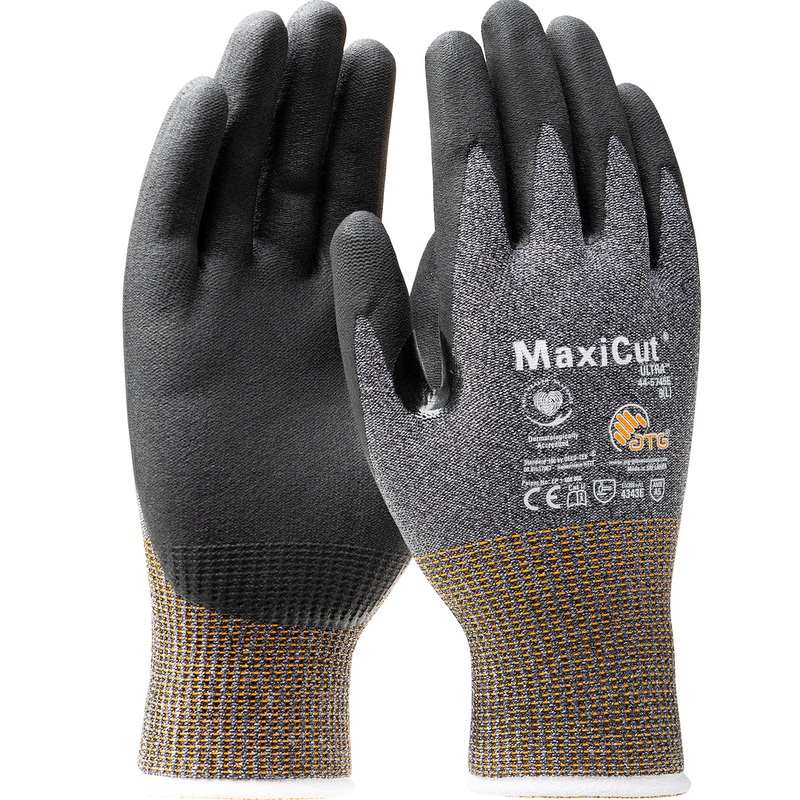 Cut Resistant Gloves – MaxiCut Ultra Seamless Knit Engineered Yarn with Premium Nitrile Coated MicroFoam Grip on Palm & Fingers – Touchscreen Compatible, 44-5745E