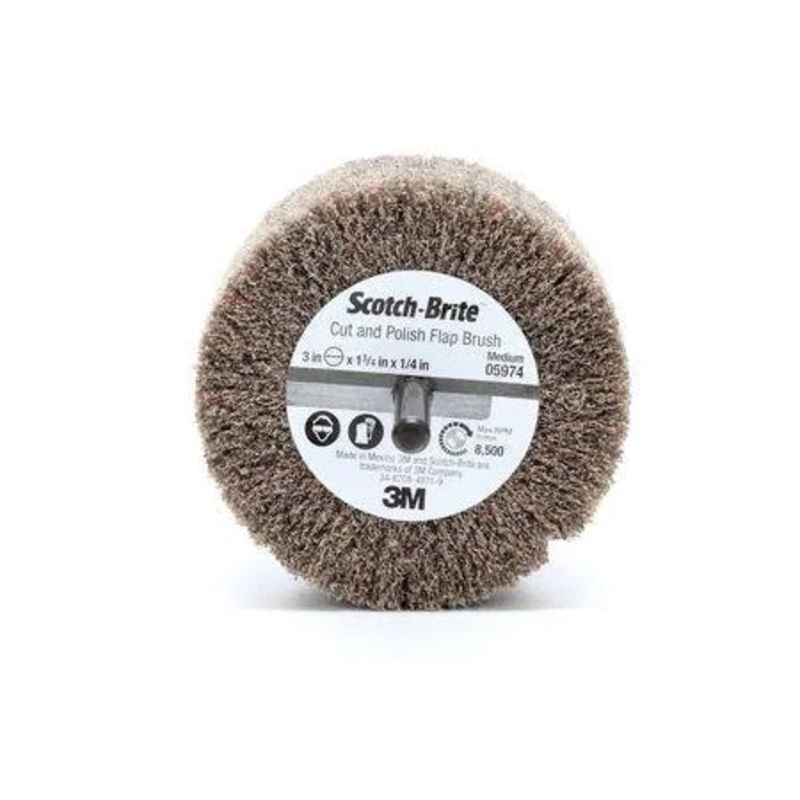 Abrasive Brush – 3M Scotch-Brite Cut and Polish Flap Brush, PF-ZS, MED, 3″ x 1-3/4″ x 1/4
